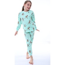 Bunny Hopp  Pamuk Süprem Penye Kumaş  Desenli Uzun Kollu Kız Çocuk Pijama Takımı (8,9,10,11,12,13 Yaş)