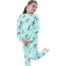 Bunny Hopp  Pamuk Süprem Penye Kumaş  Desenli Uzun Kollu Kız Çocuk Pijama Takımı (8,9,10,11,12,13 Yaş)