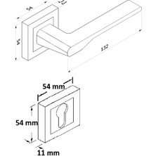 ALMITAL Yasemin, Oda Kapı Kolu, Kare Rozetli, Antrasit, Alüminyum, Set