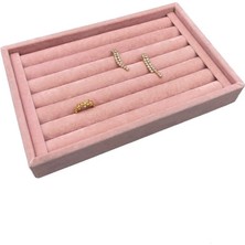 MeGass Dekor Yerli Üretim Küçük Boy Süet Kumaş Pembe Renk 22/14 Cm Rulo Çekmece Içi Yüzük Standı