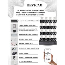 Bestcam 16 Kameralı Set 5 Mega Piksel Sony Lensli Full Hd Gece Görüşlü Güvenlik Kamera Seti 500 GB Hard Disk