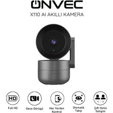 Onvec X110 Ai 2k Çözünürlük Gece Görüşlü 360° Akıllı Kamera Antrasit