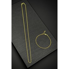 Frnch 925 Ayar Gümüş Italyan Model Altın Renk Erkek Bileklik/kolye Set FRJ12206-3206-G