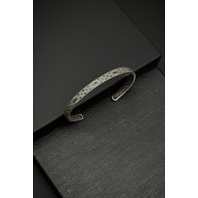 Frnch 925 Ayar Gümüş Zirkon Taşlı Siyah Renk Erkek Bileklik FRJ12202-3202-S