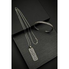 Frnch 925 Ayar Gümüş Italyan Model Siyah Renk Erkek Bileklik/kolye Set FRJ12249-3249-S2