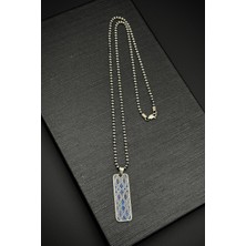 Frnch 925 Ayar Gümüş Zirkon Taşlı Lacivert Renk Erkek Kolye FRJ30762-862-L