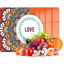 Decovetro Cam Kesme Tahtası ve Sunumluk Love Desenli 20x30 Cm