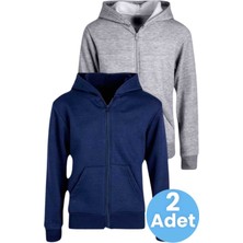 Tezzgelsin Çocuk Pamuklu Kapüşonlu Fermuarlı Sweatshirt 2'li Set