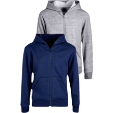 Tezzgelsin Çocuk Pamuklu Kapüşonlu Fermuarlı Sweatshirt 2'li Set