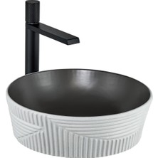 E-W1502MKG Tezgah Üstü Lavabo Mat Koyu Gri & Beyaz