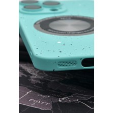 NOVKA Phone Accessories  iPhone 14 Pro Max Uyumlu Mint Yeşil Benekli Desenli Ince Sert Kapak Kılıf Kamera Lens Korumalı