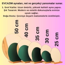 Evcazım Yuvarlık Estetik Asimetrik Ahşap Makyaj Aynası Çerçevesiz, Dekoratif Masa Oturma Odası 25 cm