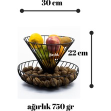 Nazarium Huni Siyah 2 Katlı Huni Dizayn Meyvelik Sunum Mutfak Oturma Odası Sunum Sepeti