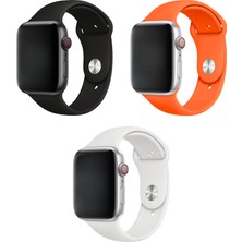 Üçlü Set | Apple Watch 3 4 5 6 7 8 9 Se 38-40-41 mm ve Series 10 (42 Mm) Uyumlu Silikon Kordon Seti