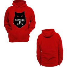 Kedilerin Annesi Baskılı, 3 Ipl. Şardonlu, Içi Polar, Çok Kalın, Kapüşonlu Hoodie