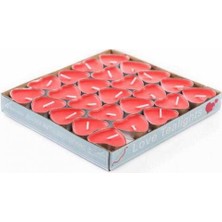 Partici Kırmızı Kalp Tealight Mum 50'li