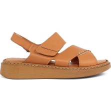 Celal Gültekin Kadın Taba Bilekten Cırt Cırtlı Deri Sandalet