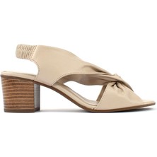 Celal Gültekin Kadın Vizon Arkası Lastikli Topuklu Deri Sandalet