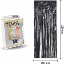 Partici Metalize Siyah Fon Perdesi