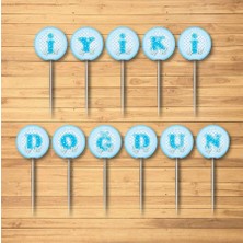 Partici Mavi Iyi Ki Doğdun Yazılı Kürdan