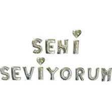 Partici Seni Seviyorum Gümüş Folyo Balon Seti