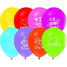 I Love You Baskılı Karışık Renk Balon 5'li Paket