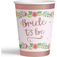 Partici Bride To Be Çiçekli Rose Gold Bardak 8'li