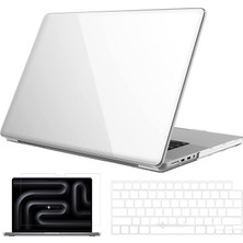 Novstrap Apple MacBook Pro 16 Inç M4 A3186 A3403 ile Uyumlu Parlak Kılıf +Şeffaf Klavye Kılıfı +Film