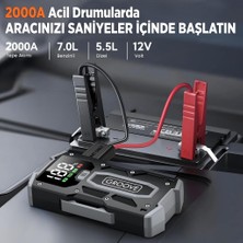 Groove M01 15800MAH 2000A Akü Takviye Cihazı Taşınabilir Jump Starter (Powerbank+Led Lamba+Lcd Ekran)