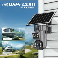 Wificam Çift Kameralı 4g Solar Kamera Uyarı Tepe Lambası Siren Işıklı ve Alarmlı Ürün