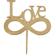 Partici Love Yazılı Pasta ve Cupcake Süsü Altın Pleksi 12X15CM