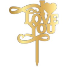 Partici I Love You Desenli Altın Pleksi