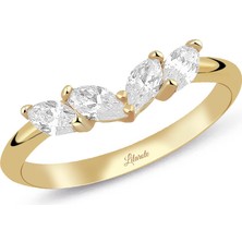 Lilarote Pırlanta Dört Oval Taşlı Altın Yüzük