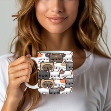 Evion Kedi Baskılı 3D Tasarım Seramik Kupa Mug -  Kediler Kupa Bardak