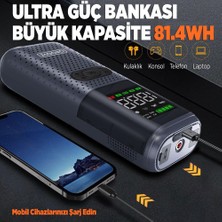 Groove HCB002 22000MAH 2500A Akü Takviye Cihazı + Lastik Şişirme Kompresörü Taşınabilir Jump Starter (Kompresör+Powerbank+Led Lamba+Lcd Ekran)