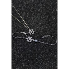Parmas Design Kar Tanesi 925 Ayar Gümüş Kadın Bileklik ve Kolye Set