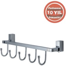 Çelik Banyo Paslanmaz Pirinç Swwor 5’li Askılık