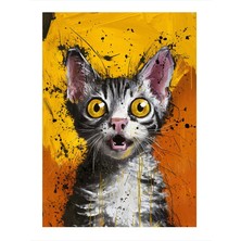 Tablomega Şaşkın Kedi Model Ahşap Tablo 35cm X50cm