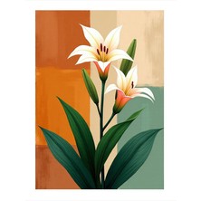 Tablomega Beyaz Zambak Tasarım Mdf Tablo 35cm X50cm