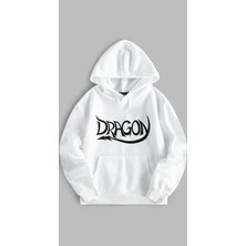 Unisex Oversize Kalıp Baskılı 3 Iplik Dragondetaylı Hoodie  Kapşonlu Sweatshirt