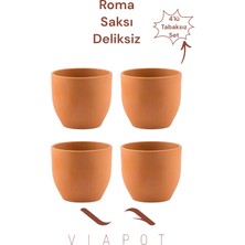 Viapot 4 Adet Roma Saksı - Deliksiz Tabaksız 14 x 12 1000 ml