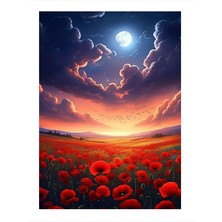 Tablomega Kır Çiçekleri Ve Gün Batımı Tasarım Mdf Tablo 25cmx 35cm