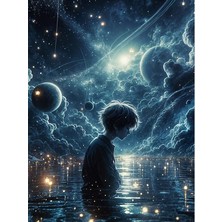Tablomega Uzayda Yalnız Çocuk Art Mdf Poster 18cm X 27cm