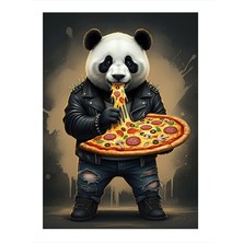 Tablomega Pizza Tutan Panda Model Ahşap Tablo 35cm X50cm