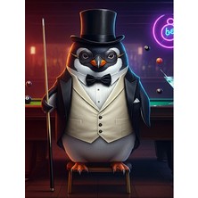 Tablomega Smokinli Penguen Tasarım Ahşap Tablo 25cmx 35cm