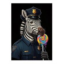 Tablomega Lolipop Yiyen Polis Zebra Tasarım Mdf Tablo 35cm X50cm