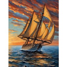 Tablomega Rüzgar Altında Yelkenli Model Ahşap Tablo 18cm X 27cm