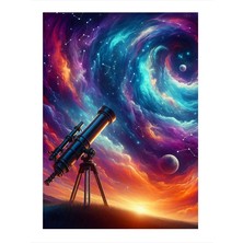 Tablomega Galaksi Ve Teleskop Tasarım Mdf Tablo 18cm X 27cm