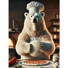 Tablomega Pizza Yapan Kutup Ayısı Art Mdf Poster 25cmx 35cm