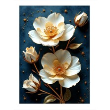 Tablomega Altın Çiçek Demeti Modern Mdf Tablo 35cm X50cm